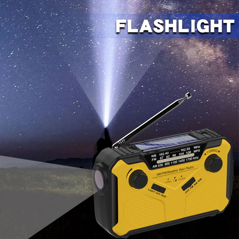 Amazon Hot SOS Hand Crank Radio Portable Emergency LED Flashlight Solar Radio With LED Reading Lamp