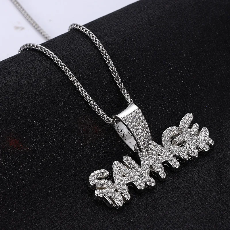 hot selling popular design good quality stainless steel gold chain letter charm necklace