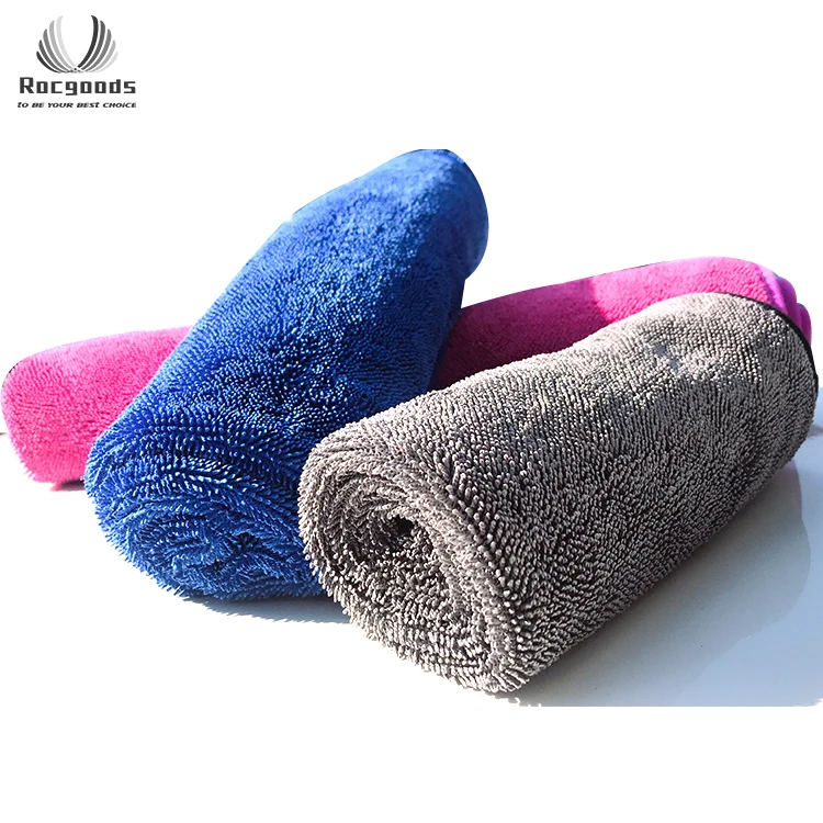 high quality premium private odm thickened supper soft 600 gsm twisted microfiber car wash quick drying detailing hemming towels