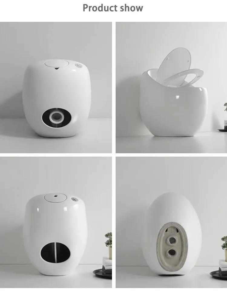 Blue color egg-shaped luxury ceramic wall row type small toilet bowl hotel bathroom