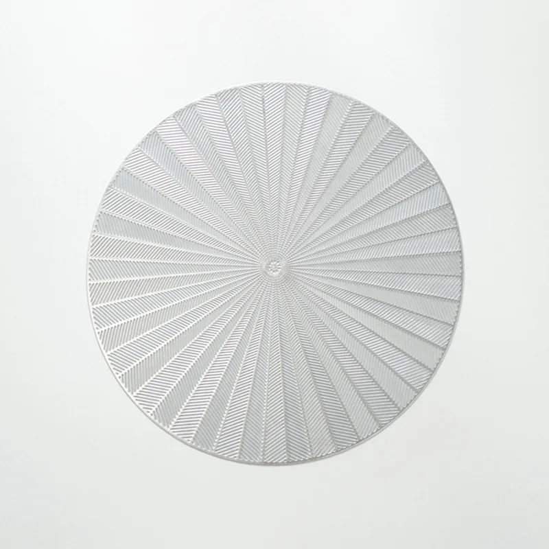 Western Most Popular Gold Luxury Sliver Fan Pattern PVC Leather Waterproof Round Table Mats