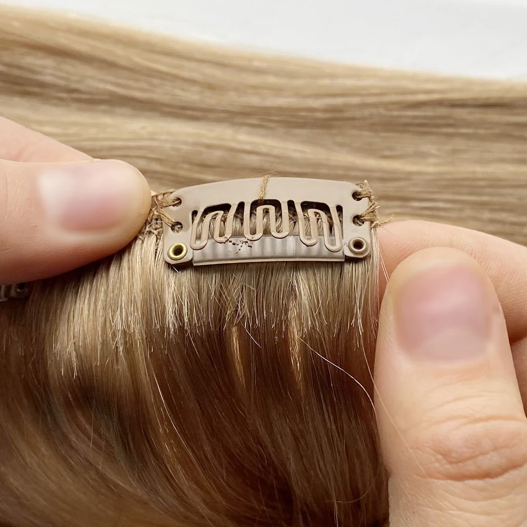 High end Russian Human Virgin PU Clip In Hair Extensions Double Drawn PU Clip In Hair Extension