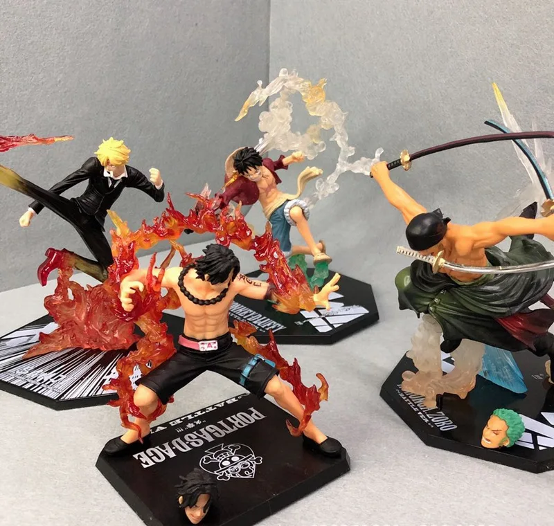 Hot Anime Ornaments One Piece Fire Fist Luffy Ace Demon Slash Zoro Demon Wind Leg Sanji Anime Action Figures