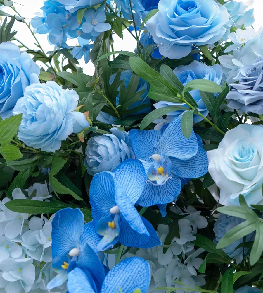 Декоративный фон для фотосъемки с изображением цветочной композиции королевских синих искусственных цветов орхидей арки ворот детского душа