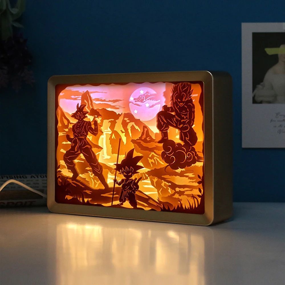 Custom Photo Frames Picture Comics Dragon Balls Z Goku Figure Anime Kids Room Lights 3D Light Lamp For Boys Gifts