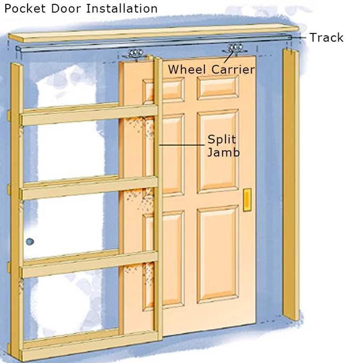 Custom exterior pocket timber doors kit design interior room glass solid wooden sliding hidden pocket door system with lock