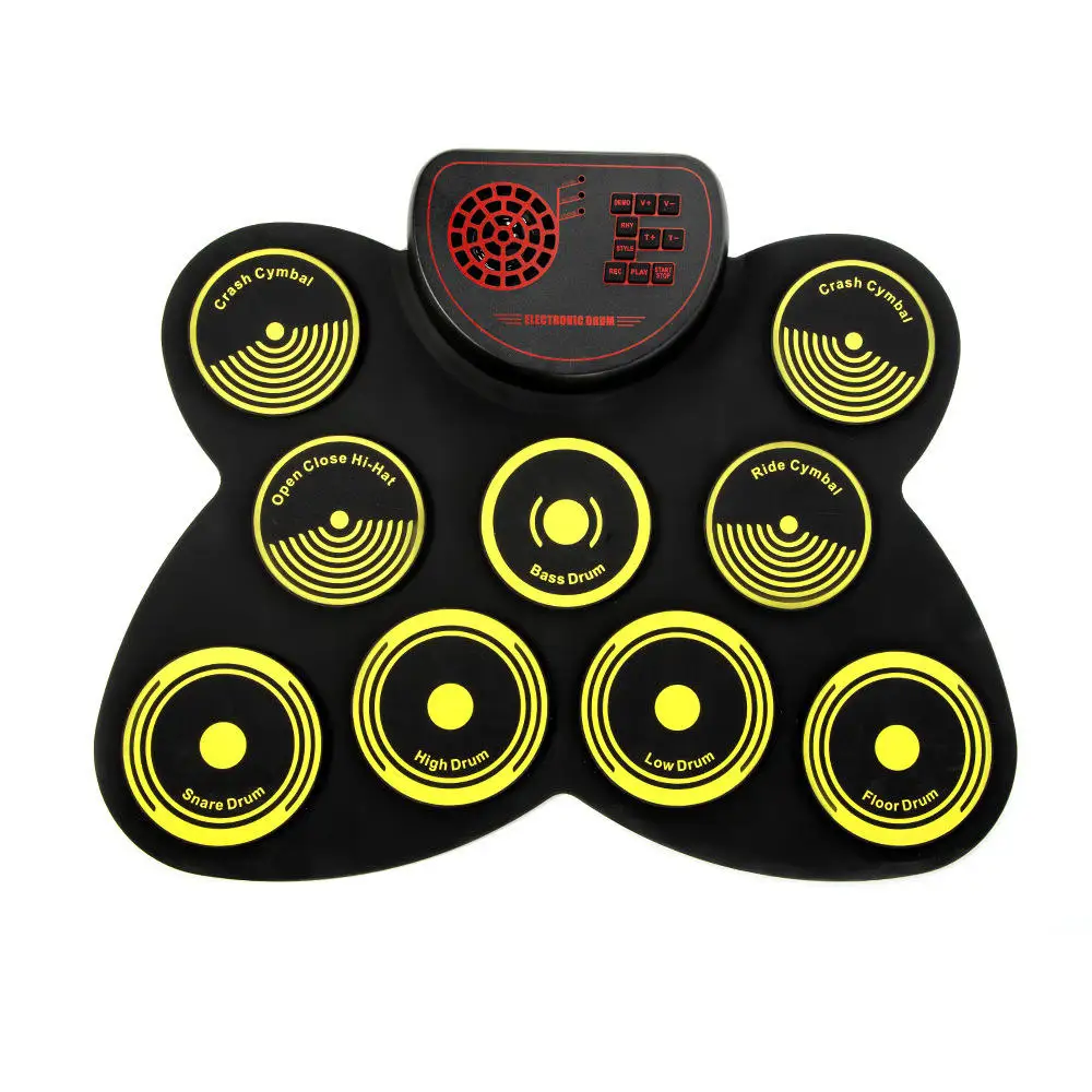 YIZHI Colorful Electronic Drum with Speaker Kids Musical Instrument Environmental Silicone Hand-rolled Digital Drum