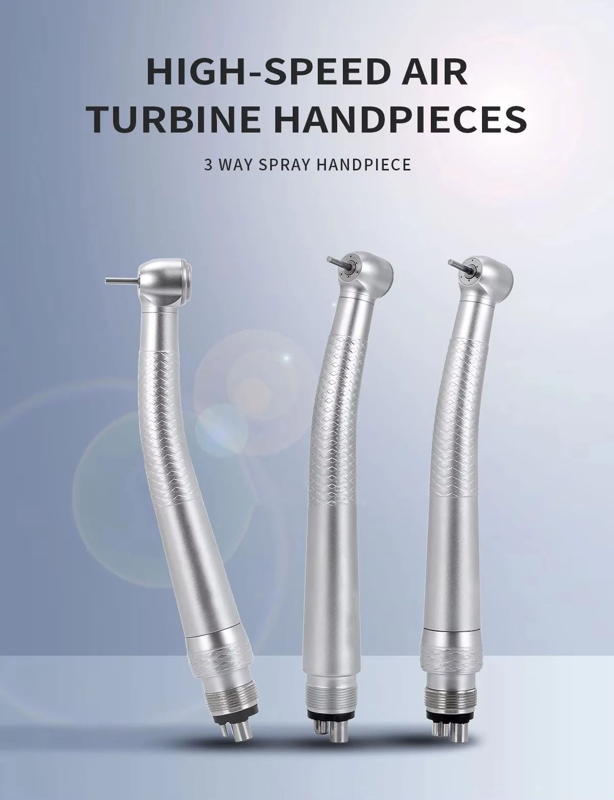 China Manufacturer Dental High Speed Air Turbine Handpiece Push Button 4 Holes Dental Turbine  with Quick Connector