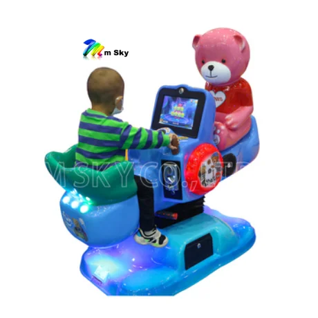 New Creative Indoor 3D Video Game Machine Kids Interactive Bear Kiddie Rides Seesaw Coin Operated Fiberglass on shopping Mall