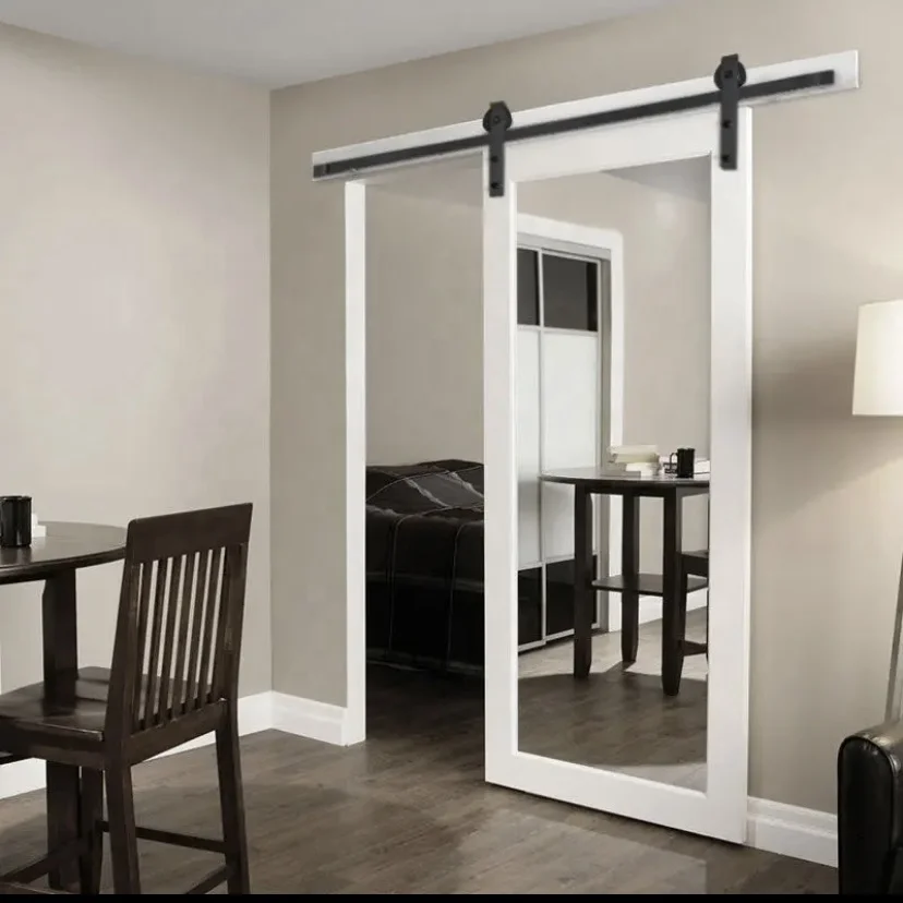 Residential comfort room modern slide wood door interior design Canada