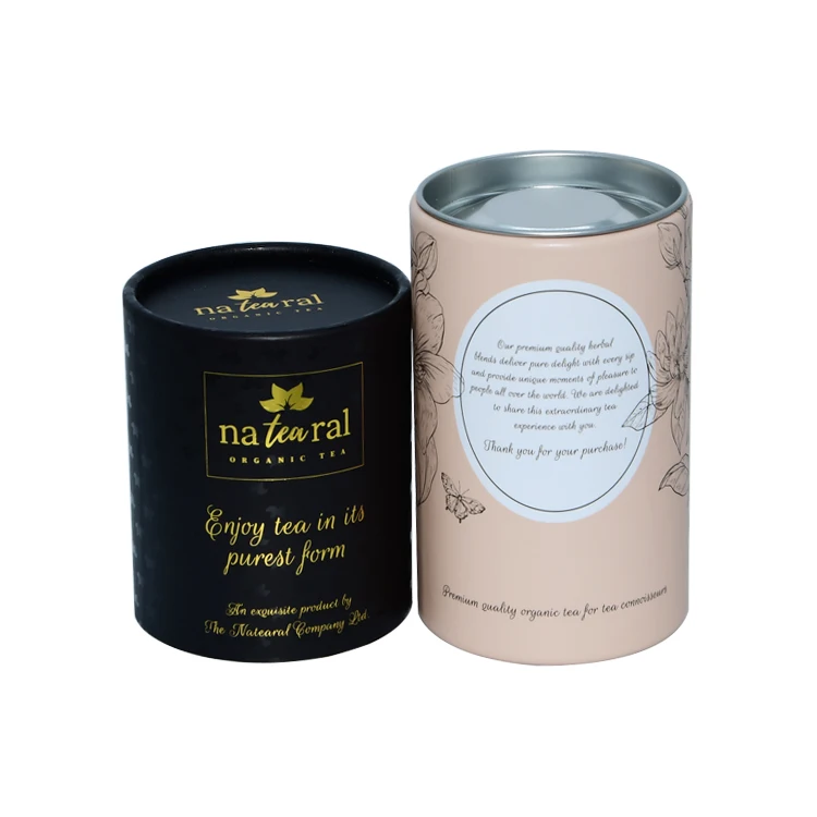 Eco Friendly Custom Food Grade Round Cardboard 250g Tea / Coffee Bean Canister Paper Tube Packaging with Aluminium Foil Lining