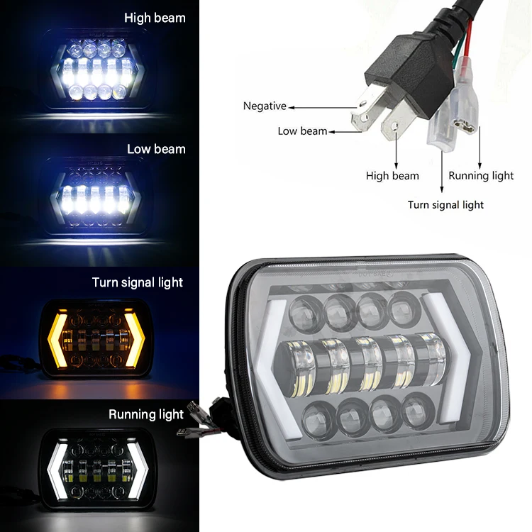 High Low Beam 7x5 7x6 jeeps Led Headlights for truck offroad with arrow halo amber turn signal DRL 7 inch led headlight