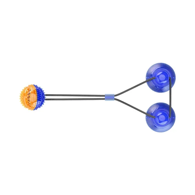Wholesales Double Powerful Suction Cup Tension Ball Rubber Chew Ball Leakage Food Toy Dog Toothbrush