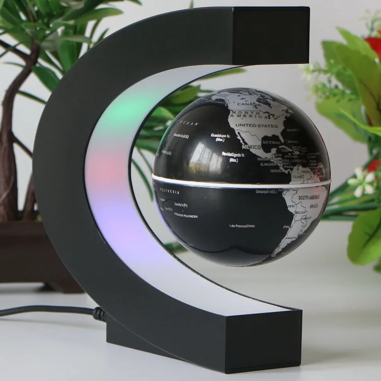 Manufacturer direct supply dropshipping C shape 3inch anti gravity magnetic levitating globe with lighting touch switch