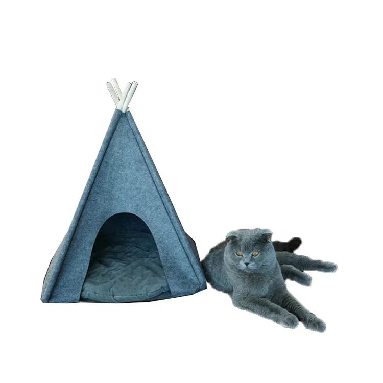 2022 Hot selling felt pet teepee house grey teepee tents dog beds