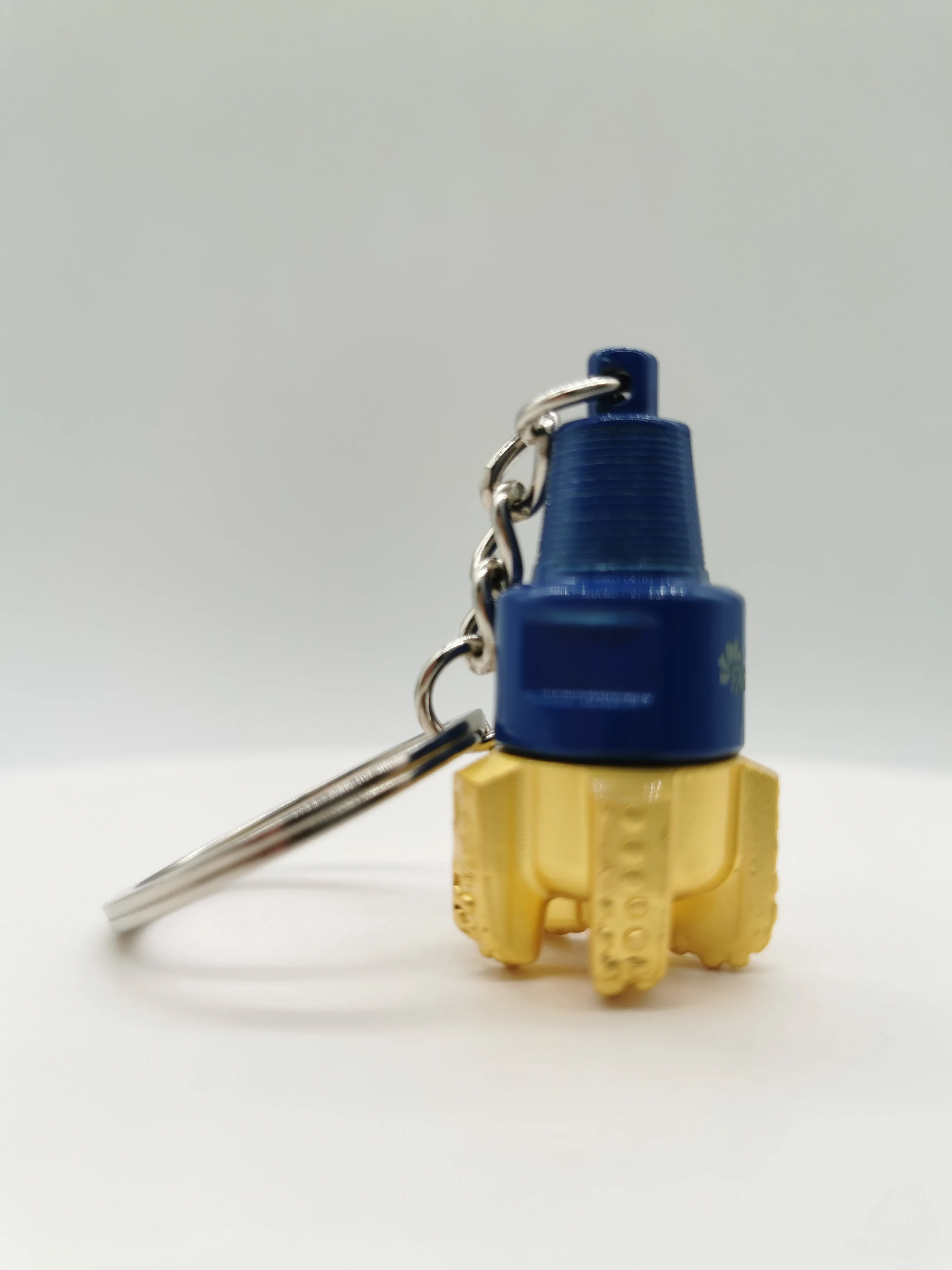 Bright Nickel Plating Drill Bit Keychains 3D Metal Roller Cone Bit Keychain