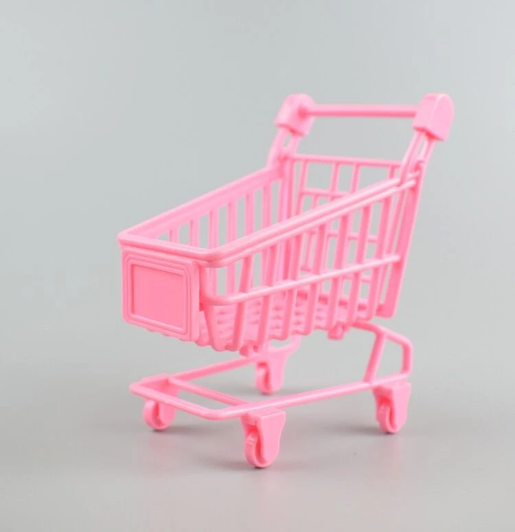 cake topper cake decoration Best selling decorative small toy mini dividend plastic shopping cart toy