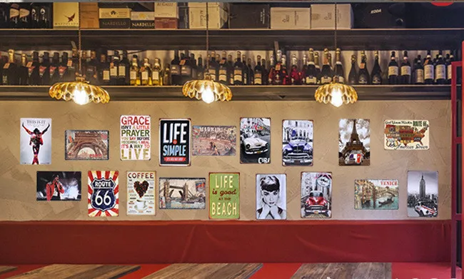 Retro Metal Tin Signs Wholesale Art Wall Decoration House Cafe Bar Vintage Plaque