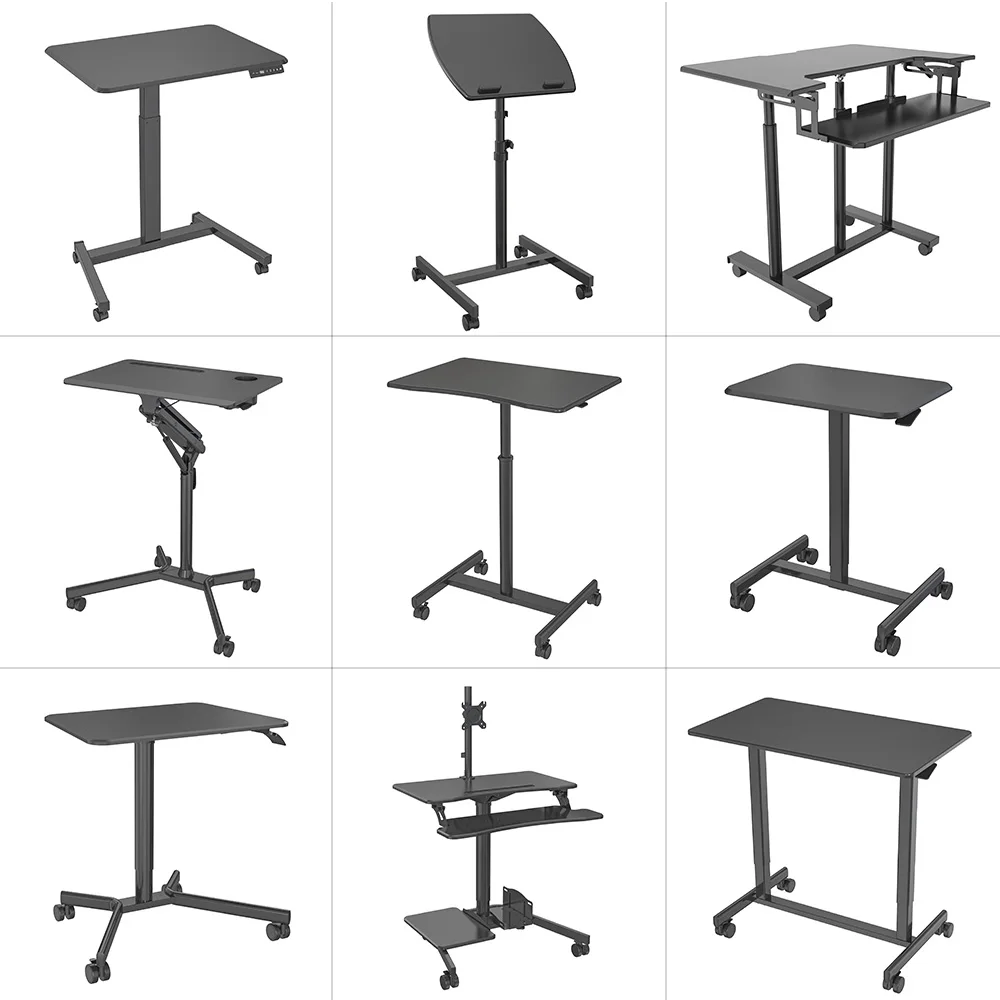 FD01 Mobile Laptop Cart Computer Desk Mobile Standing Laptop Desk Adjustable Height Cart