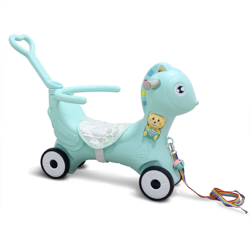Kindergarten Cartoon Baby Indoor Plastic Toy Multifunctional Slide 3 In 1 Rocking Horse
