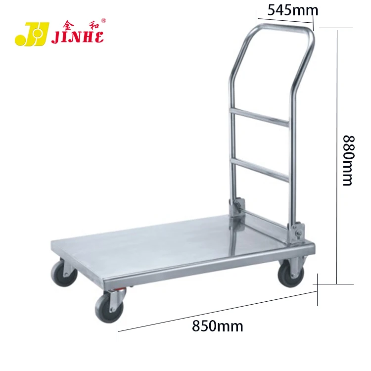 JINHE hand capacity flat bed best selling platform structure hand cart trolley for trolley
