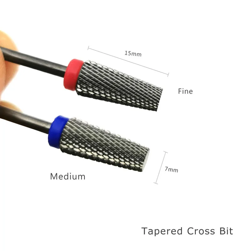 HYTOOS Cross Cut Flat Top Carbide Nail Drill Bit Tapered Milling Cutter For Manicure Electric Drill Accessories