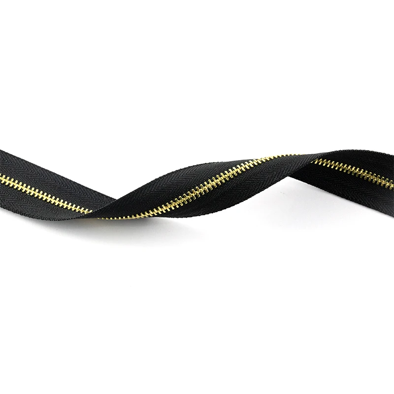 Manufacturers Zip Wholesale 3# 5# Gold Zipper OEM Zip Roll High Quality Metal Zipper Roll