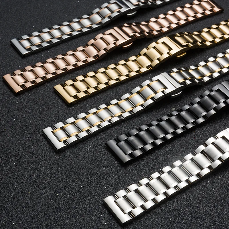Metal Bracelet band for Huawei GT GT2 Amazfit GTR for Samsung Galaxy 3 4 5 Gear S3 Classic 18mm 20 22 24mm Stainless Steel Strap