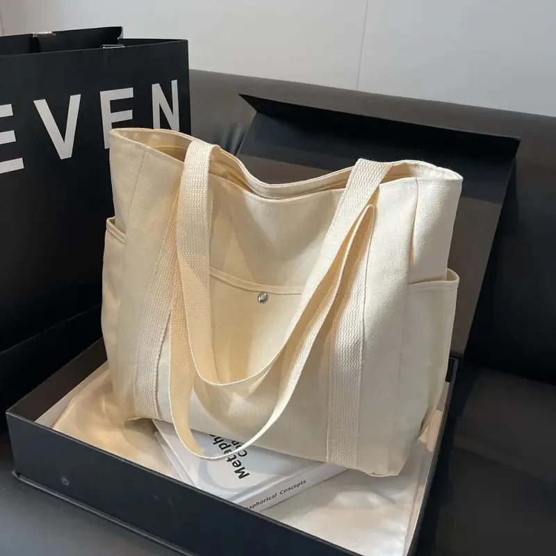 Женская хлопковая Холщовая Сумка-тоут с индивидуальным принтом и несколькими карманами Сумка для поездок на работу