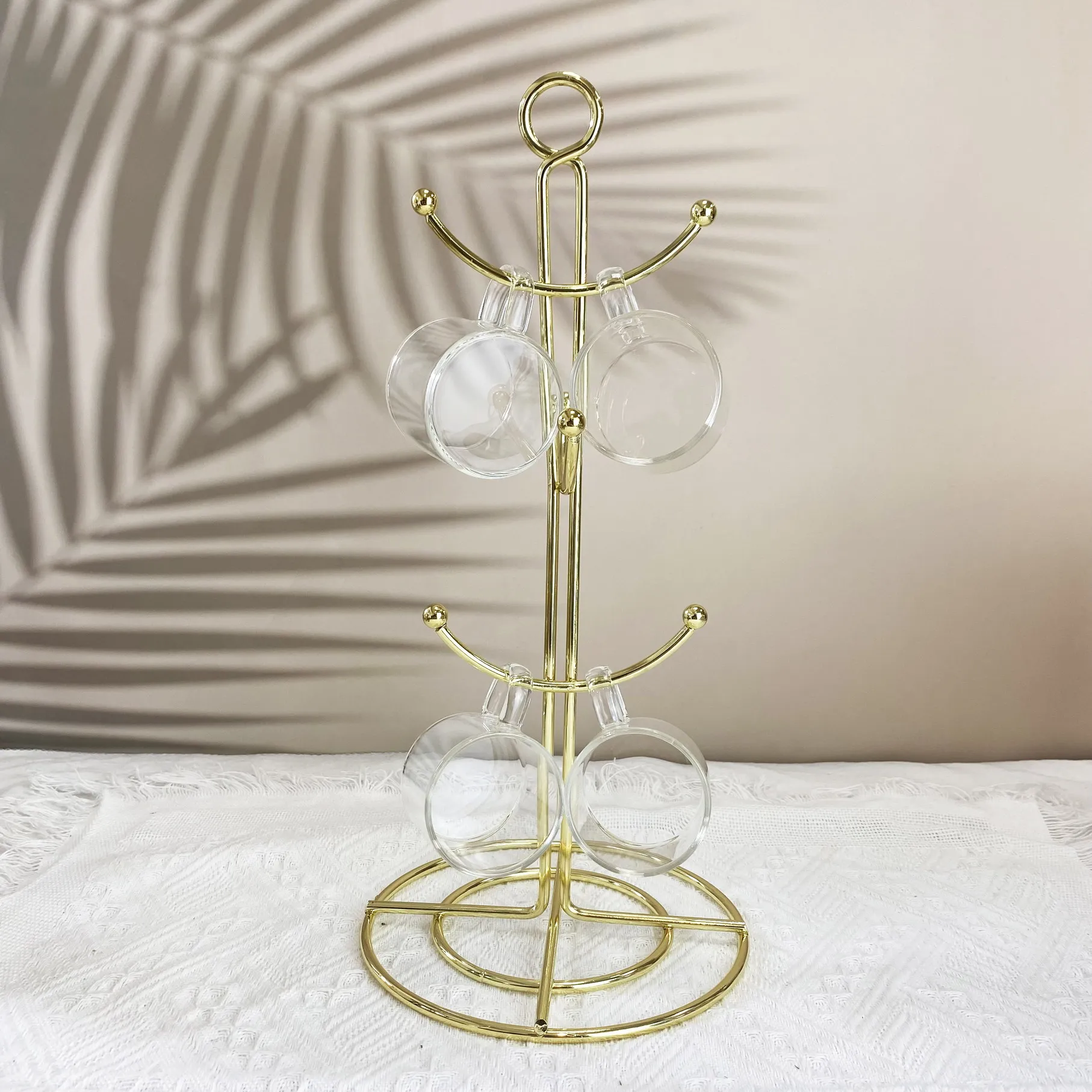 Gold Metal 6 Hook Coffee Cup Dryer Kitchen Coffee Mug Tree Countertop Tea Cups Holder Stand electroplating