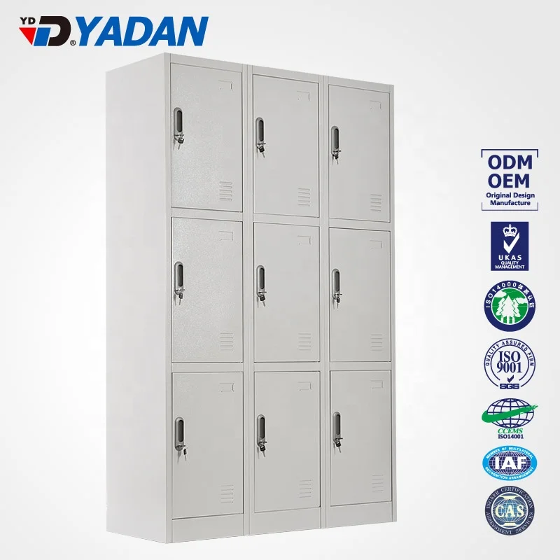 Factory directly supply modern design office furniture 9 door steel clothes storage cabinet wardrobe locker