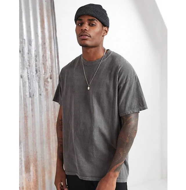 vintage custom acid wash oversized black blank t-shirt weight heavy tee shirt thick cotton stone washed t shirts