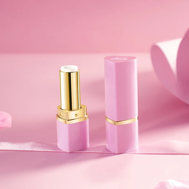 China wholesale shiny heart shape custom pink lipstick packaging