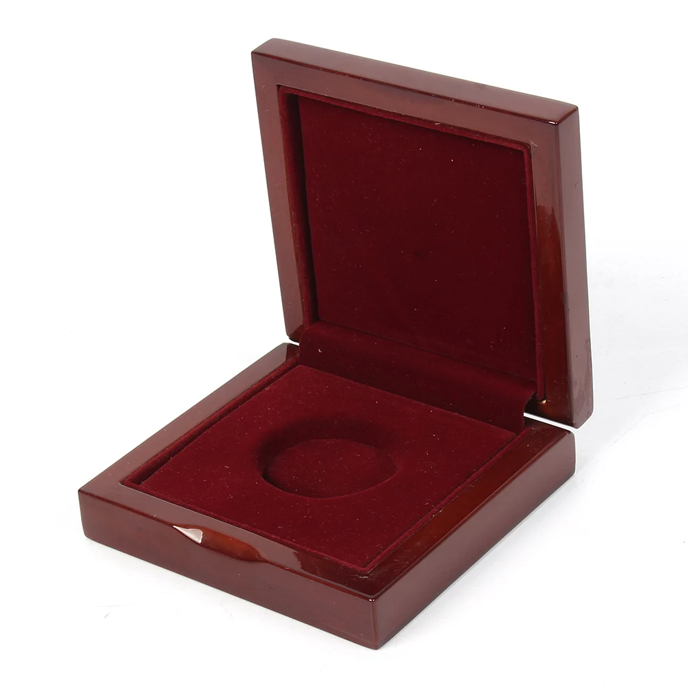 
custom logo coin box luxury gift Wooden box Clamshell wooden box for medal 