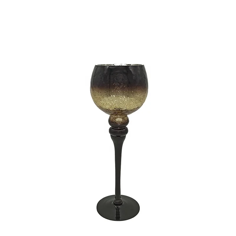 3 PcsTall Glass Goblet Candle Holders Tealight Wedding Table Candles Gold Sliver