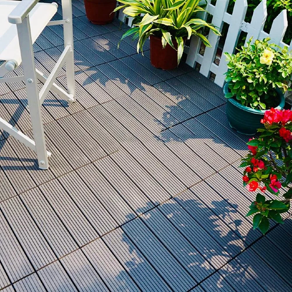Outdoor waterproof WPC flooring tiles garden composite wood plastic DIY deck tiles WPC deck tiles