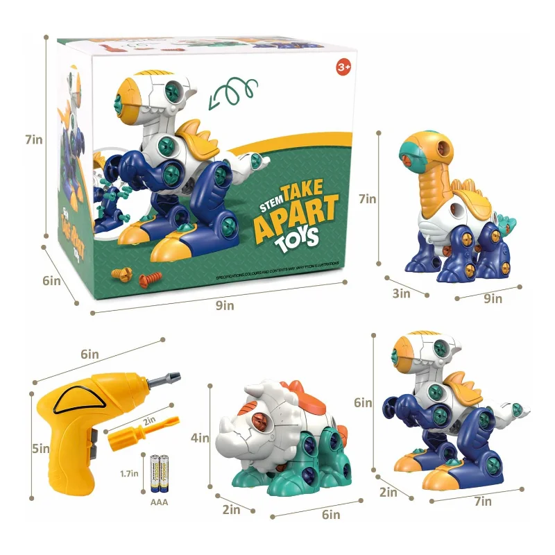 2021 New Design Dinosaur Toy STEM Take Apart Toy 3 in 1 DIY Educational  Dinos Toy Gift for Kids Age 3+