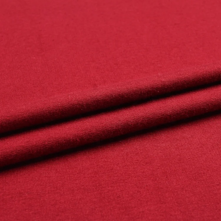 95%R 5%SP knitted warp french terry high quality red rayon fabric dyed