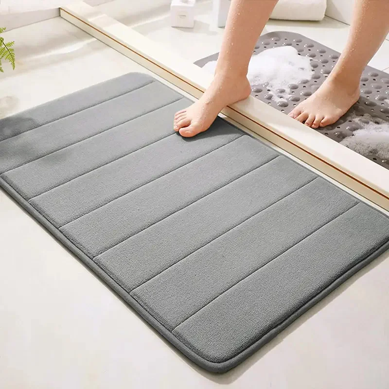 Custom Memory Foam Bathroom Mat Non Slip Absorbent Polyester Carpet Machine Wash Kitchen Bathroom Rug Brown Bath Mat Door Mat