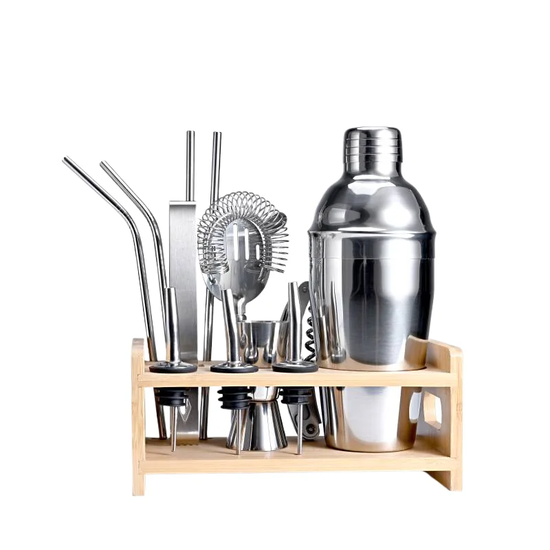 13-Piece Bar Set with Stylish Stand Martini Cocktail Shaker for Awesome Drink Mixing