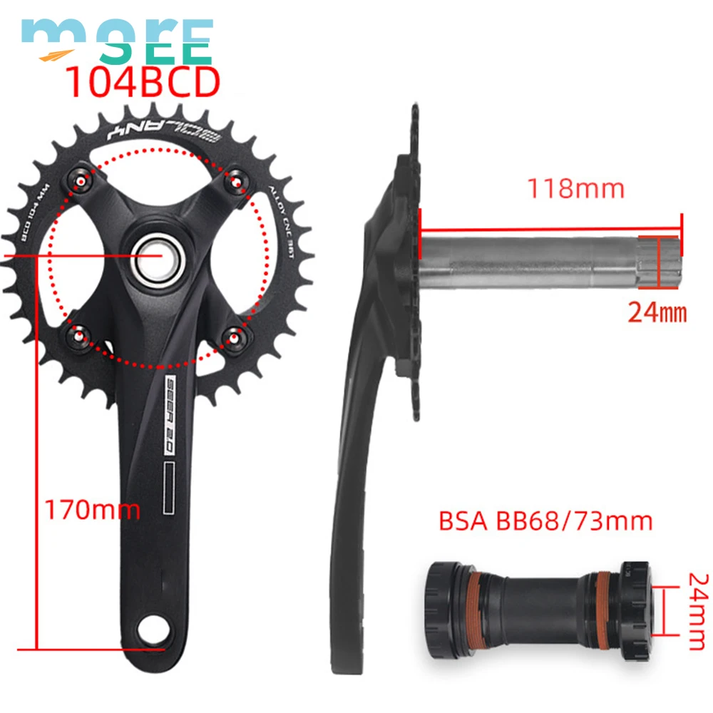 SeeMore 104BCD 34T/36T MTB Bicycle Chain Wheel Bundle Aluminum Discs 170mm Alloy Crank Mountain Road Wheels