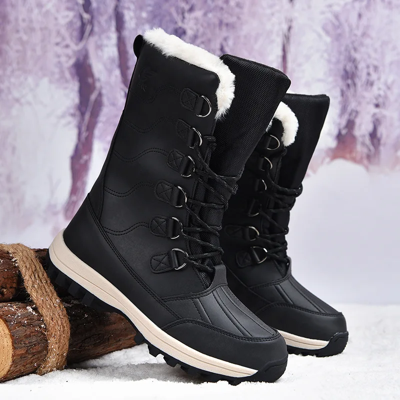 Зимние ботинки с логотипом на заказ, мужские высокие теплые плюшевые утепленные уличные ботинки, Нескользящие мужские зимние ботинки, хлопковая обувь