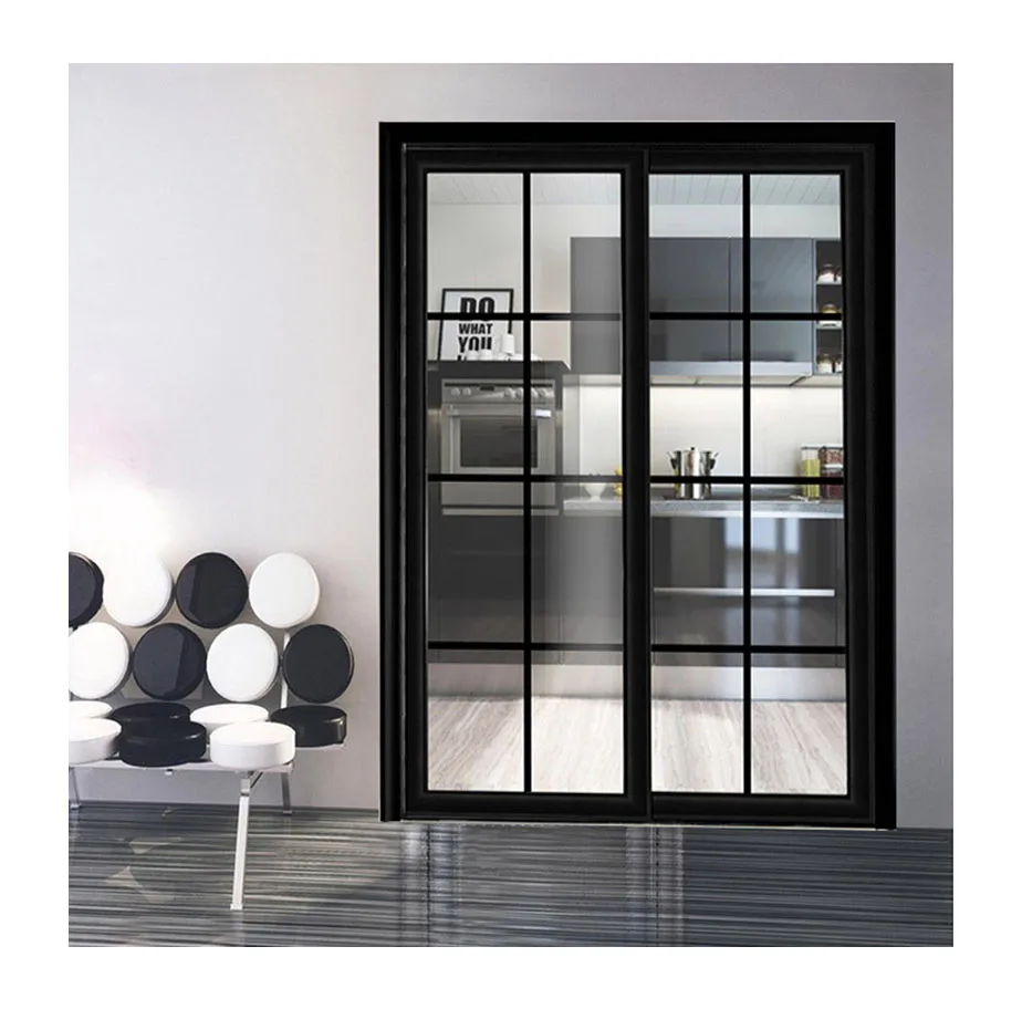 
Kitchen sliding door telescoping rail galvanized steel modern simple shock absorber aluminum alloy glass sliding door 