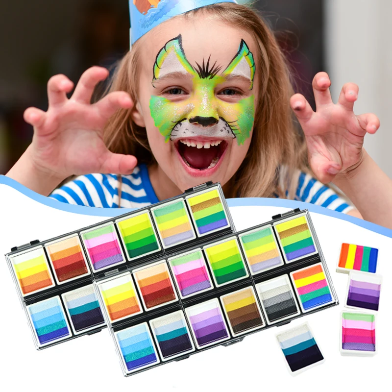 GP Professional private logo washable rainbow split face paint palette multi colors face body paint for kids makeup