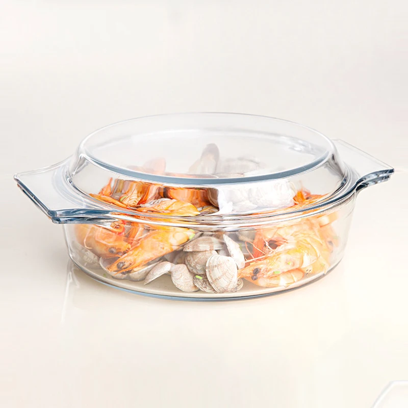 High borosilicate round or square or rectangle 8 x 8 glass baking dish with lid for food, fish