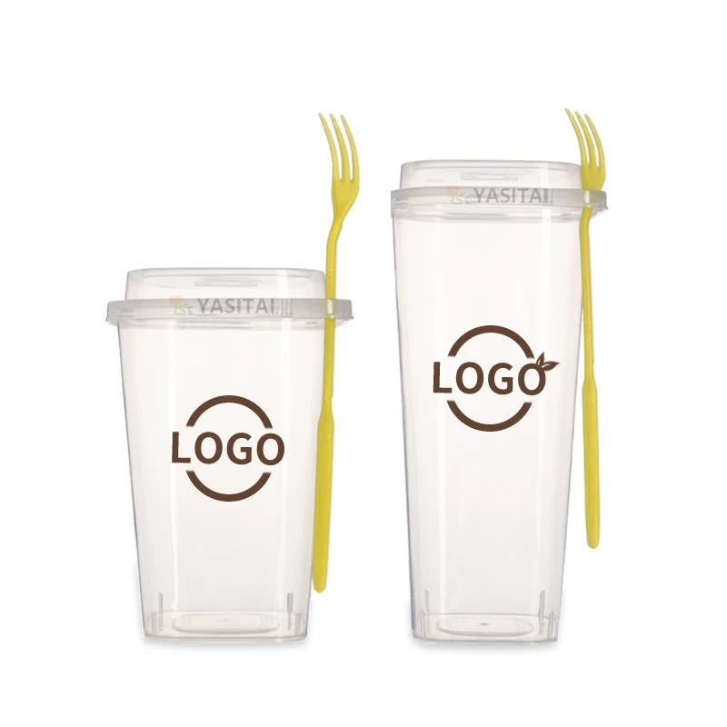 Customized disposable transparent square plastic dessert cup milkshake smoothie pp plastic cups