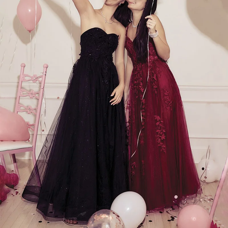 GDTEX Custom Glitter Tulle Ball Gown With 3D Flowers Shoulder Straps Open Back Sequined Prom Dress Birthday Party Club Dress