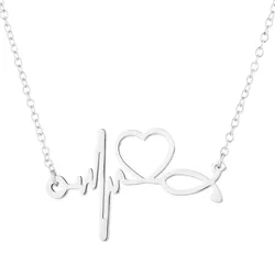 Fashion stainless steel stethoscope heart ECG doctor nurse medical necklace BHN067