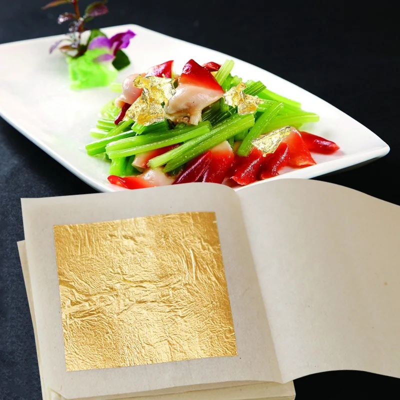 
edible cake decoration edible gold leaf 4.33*4.33cm 24k gold leaf for food decoration 