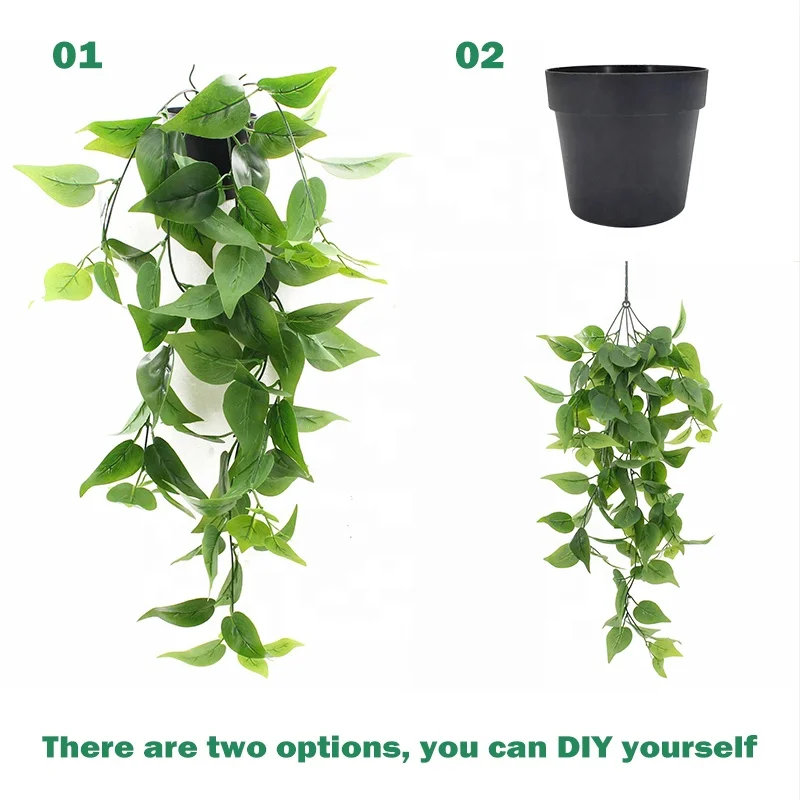 Wholesale Decoration Plastic faux ivy leaves Vine Fake  Foliage Hang potted Artificial Hanging Plant